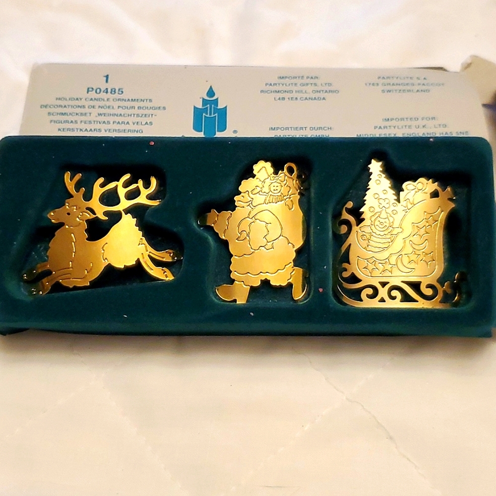 PartyLite Gold Holiday Ornaments Set